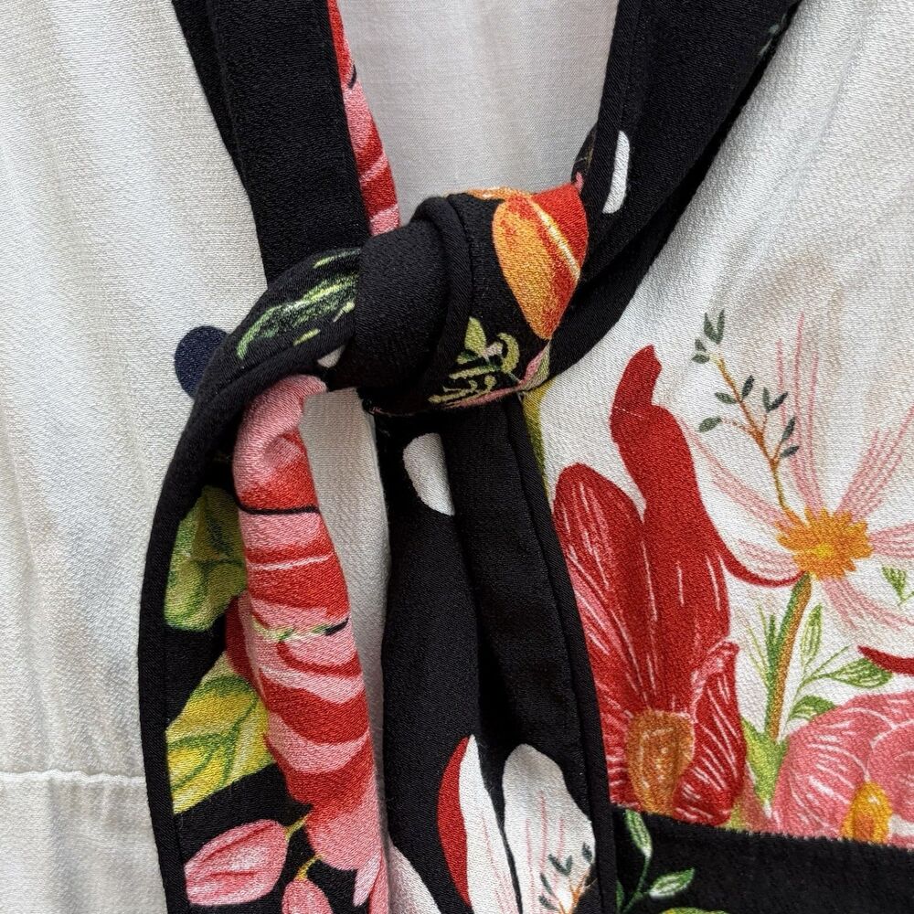 Farm Rio Mixed Nanaju Jumpsuit M Floral Polka Dot Tropical Whimsy Cottagecore - Picture 13 of 16